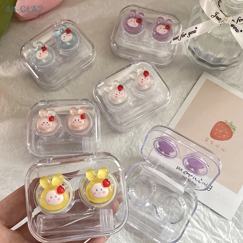 

No Need To Screw Cap With Rubber Ring Cute Cartoon All-In-One Three-Dimensional Decoration Contact Lens Companion Box