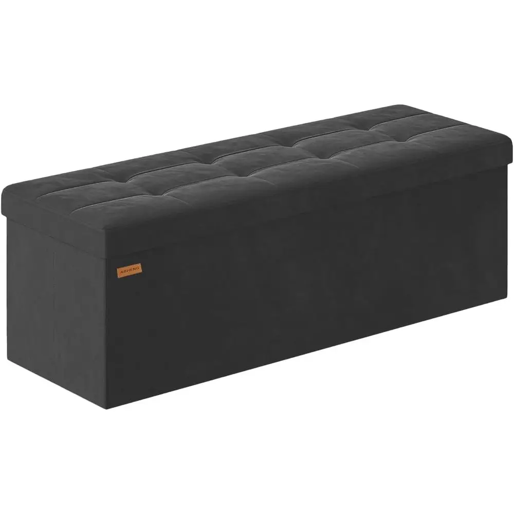 

olding Storage Ottoman, Velvet Storage Bench, ootrest, Removable Divider, or Living Room, Bedroom, 15 x 43 x 15 Inches, 660 lb L