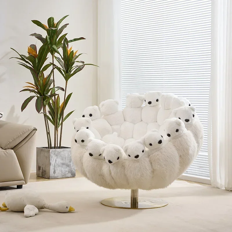Creative personality art chair Internet celebrity animal doll leisure chair polar bear lazy sofa chair