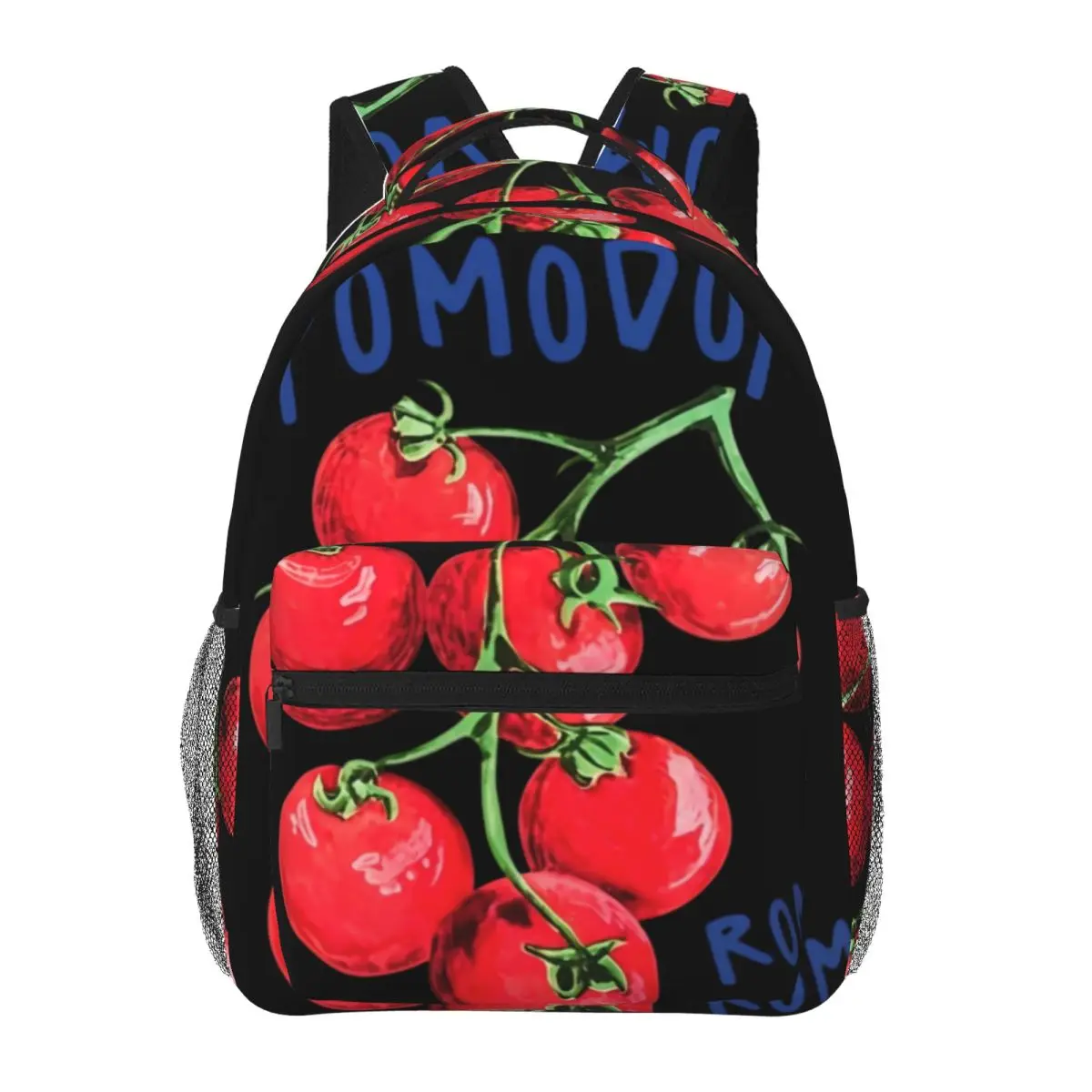 Sweet Snack Student Backpack Center Tomato Vine Italy Italian Food Doodle Red Blue Green Lightweight Daypack for School Outdoor