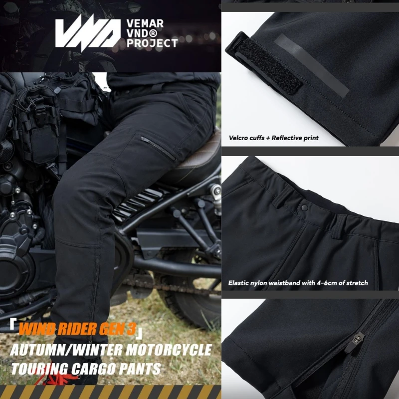 Winter Men Warm Motocross Pants Anti-fall CE2 Hip Pads Knee Protection Water Resistant Windproof Riding Motorcycle Trousers