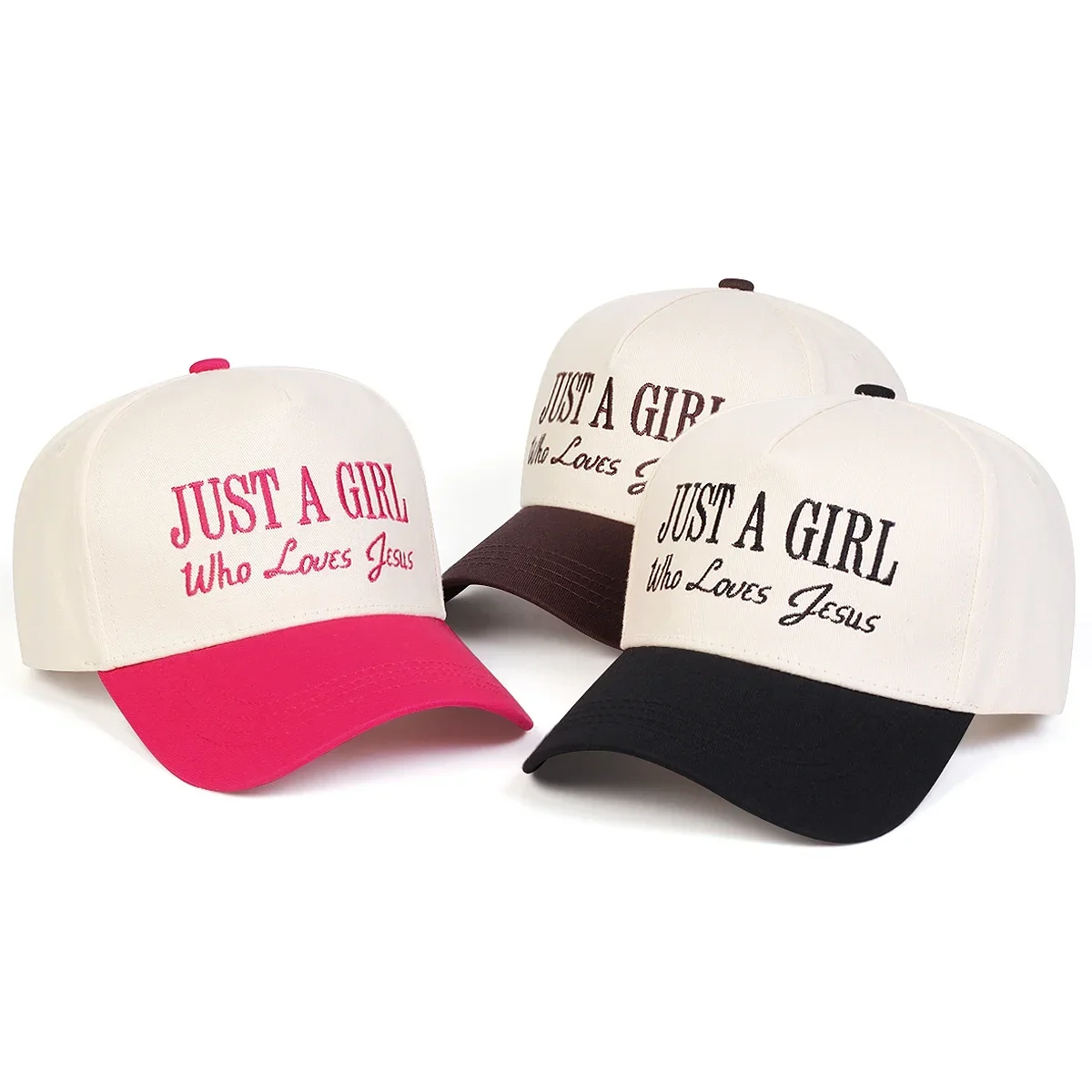 Casquettes de baseball brodées unisexes JUST A GIRL WHO LOVES JESUS, chapeaux décontractés réglables pour le printemps et l'automne, chapeau de protection solaire