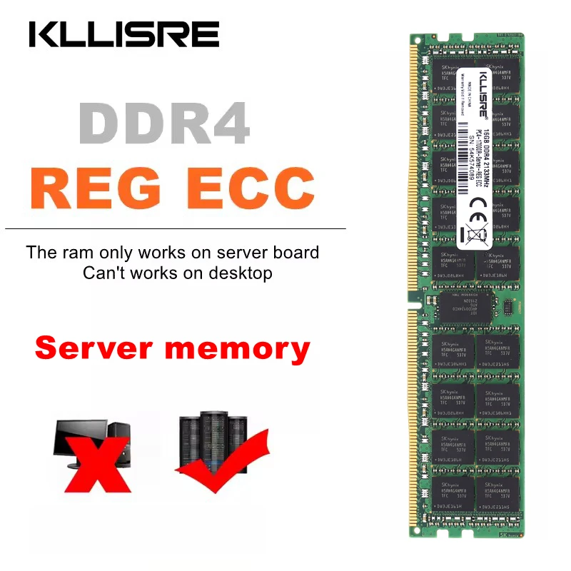 Kllisre Server Memory DDR4 16GB 2400 2133MHz ECC Memória REG ECC DDR4 16G Ram