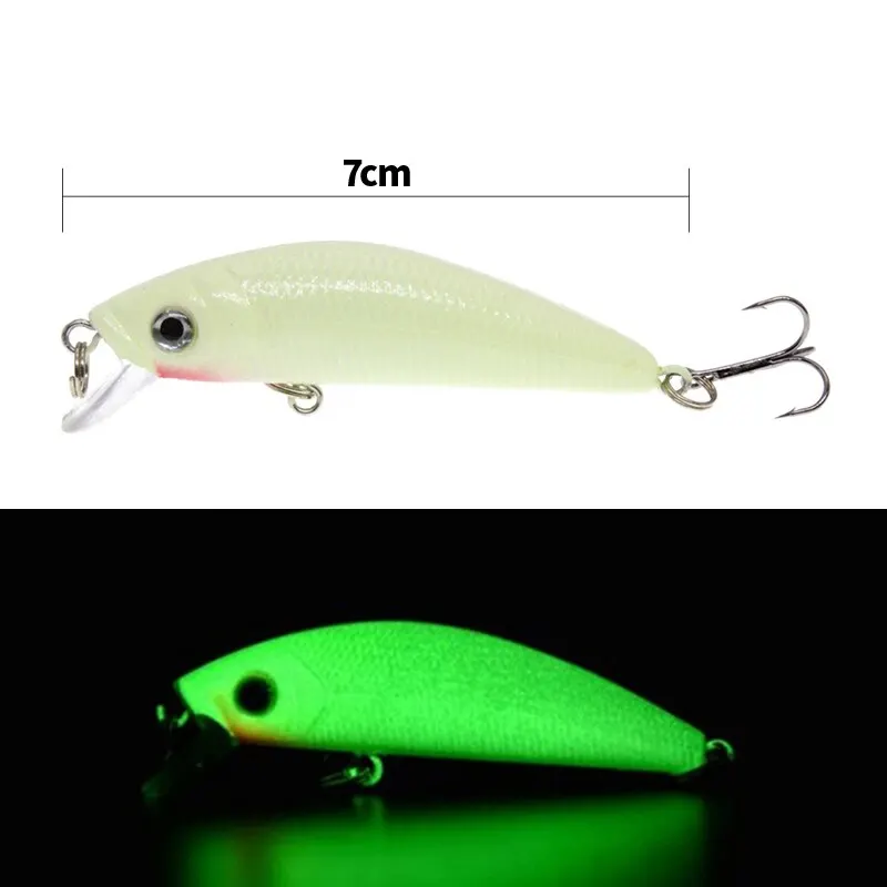 2PCS 3D Luminous Minnow Fishing Lure With Treble Hooks Pesca Hard Bait Artificial Crankbaits for Bass Pike Carp Fishing