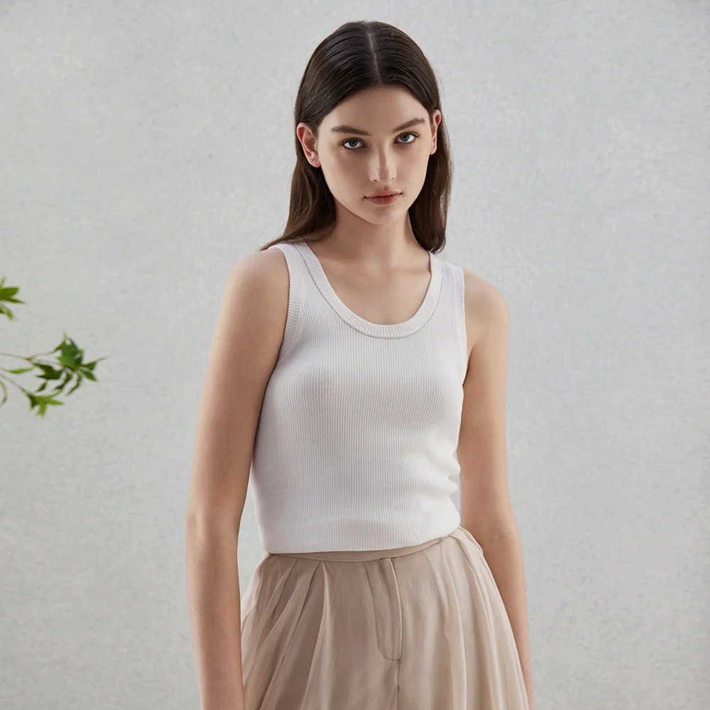 女性用ニットコットンTシャツ,ノースリーブトップス,女性用ノースリーブトップス,ウール服,BC-65