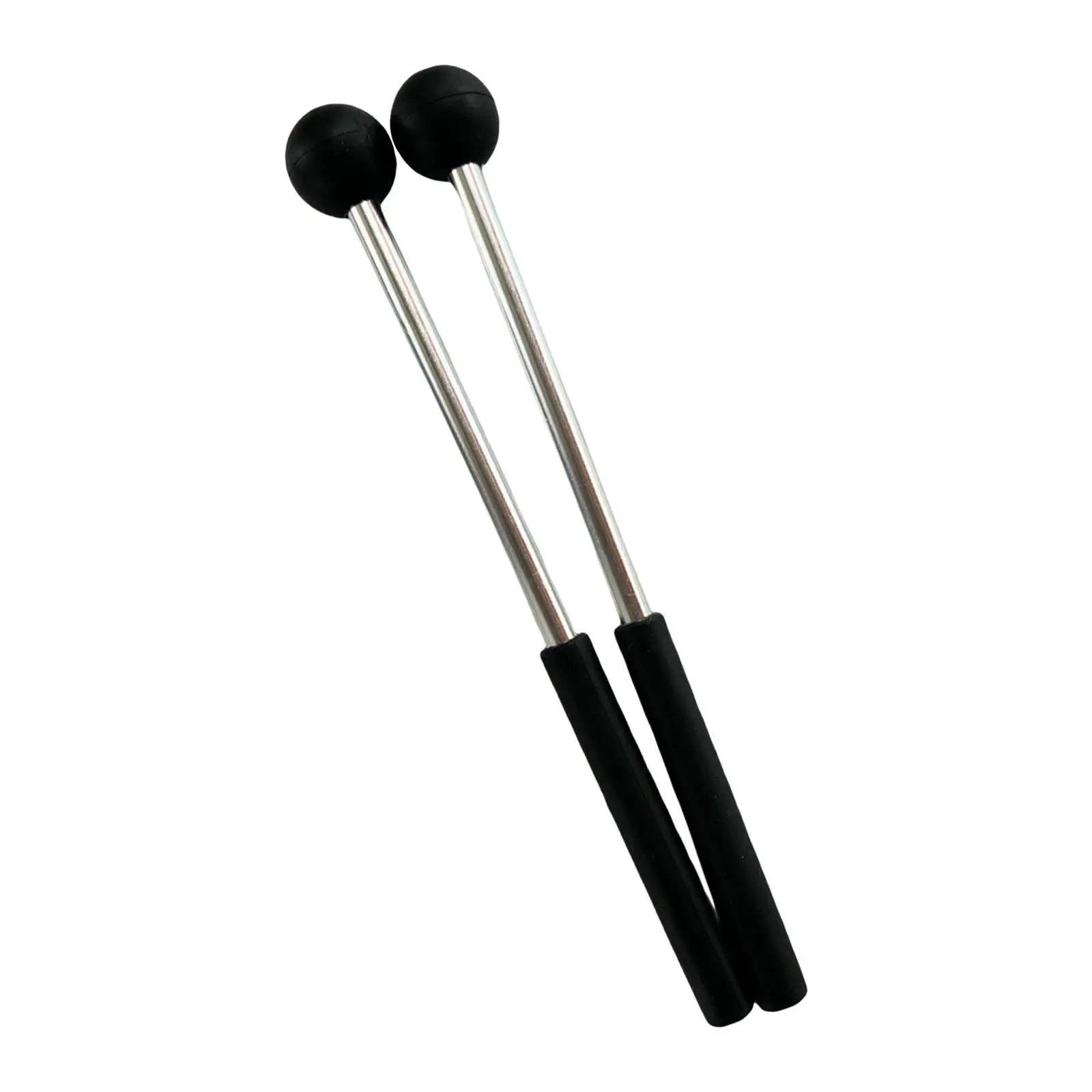 2 Pieces Percussion Drumsticks Rubber Head Portable 8.66 inch Drum Mallets Metal Rod for Glockenspiel Carillon Xylophone Yoga