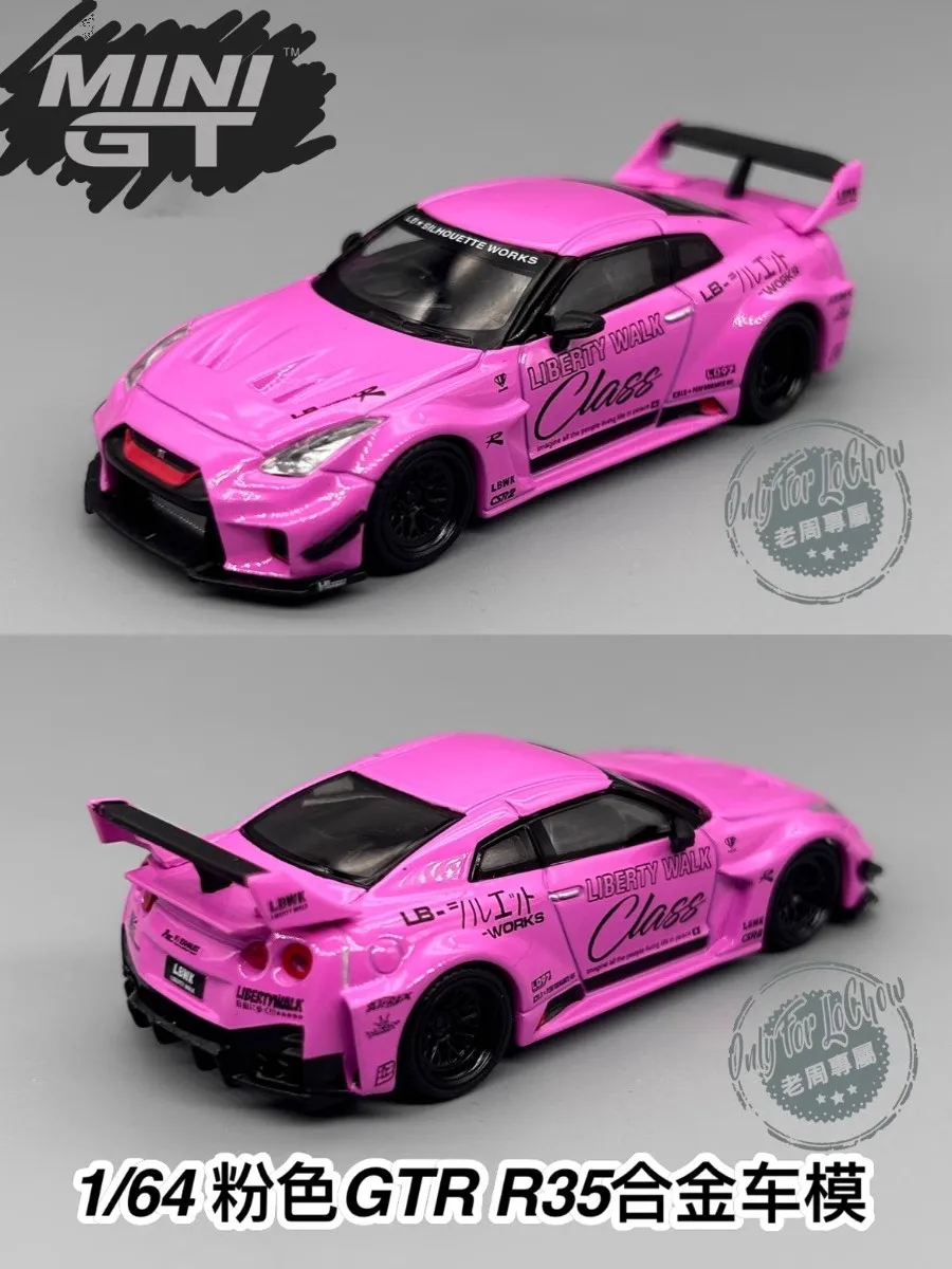 Mini Gt Car Model Limited 1/64 Lb Works pink nissan gtr 35 cars model room ornament boy collection child birthday toys gift