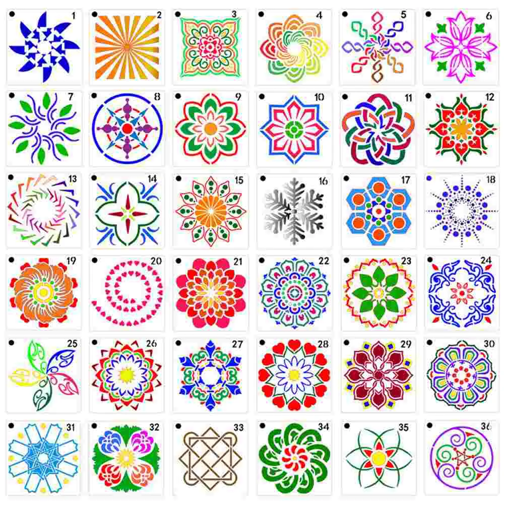 36 Pcs Hollow Out Stencils Decor Ceramic Tile Fashion Drawing Templates DIY Flower