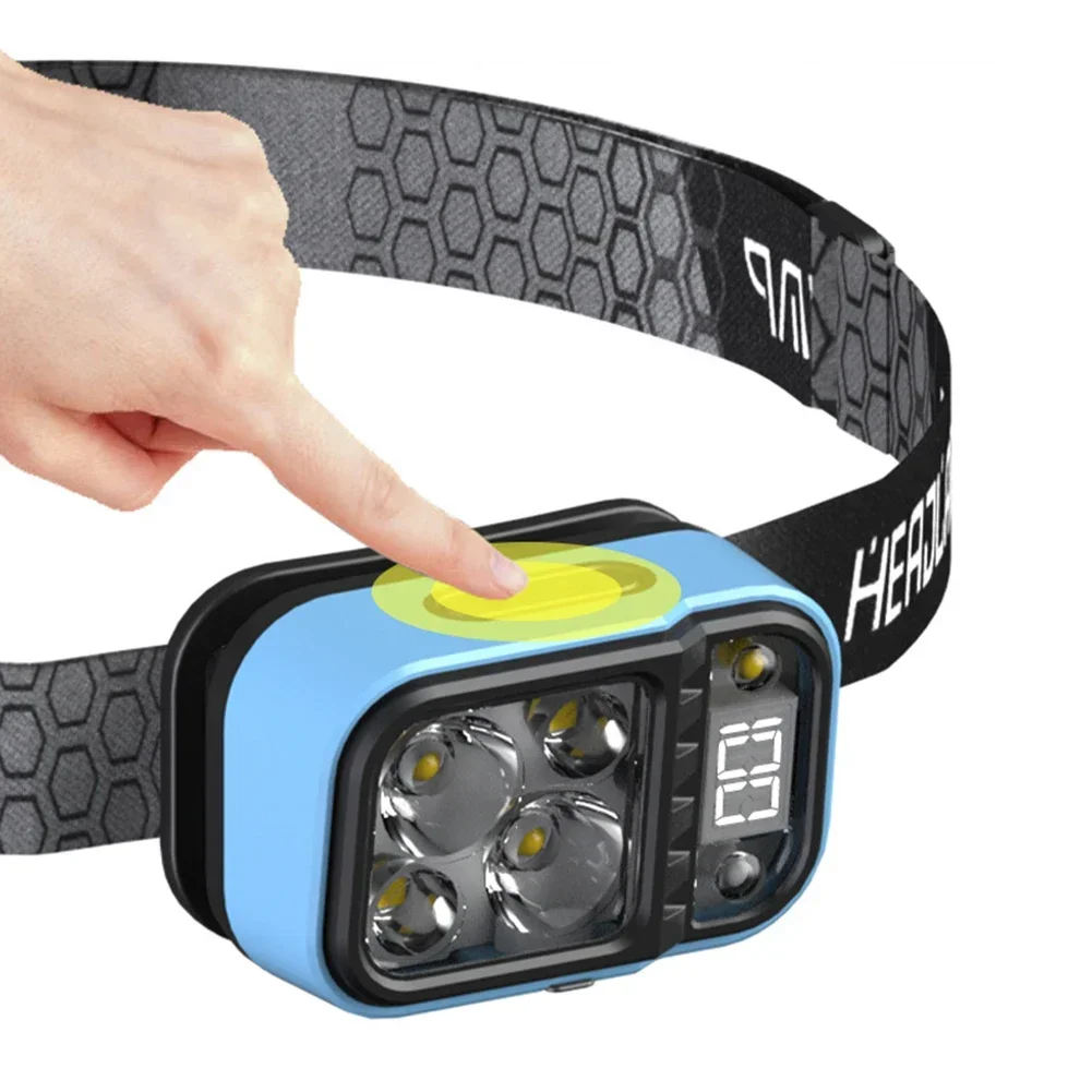 LED Headlamp Flashlight Motion Sensor Type-C Rechargeable Work Light Head Lamp Super Bright Torch for Hiking Running Repairing