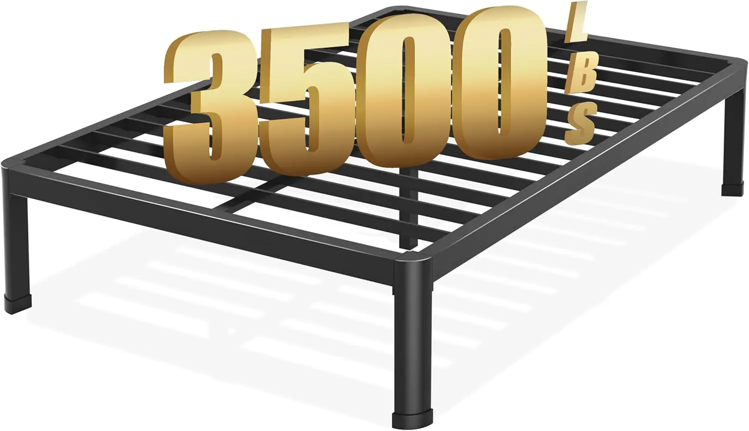 Full Bed Frame With Round Corner Edge Legs, 14 Inch Heavy Duty Support 3500 Lbs Metal Platform Bed Frame Full Size, No Box