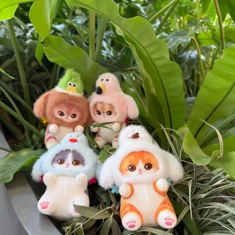 Kawaii Cartoon Mofusand Shark Cat Plush Toys Keychain Anime Peripheral Backpack Couple Pendant Stuffed Doll Friend Birthday Gift