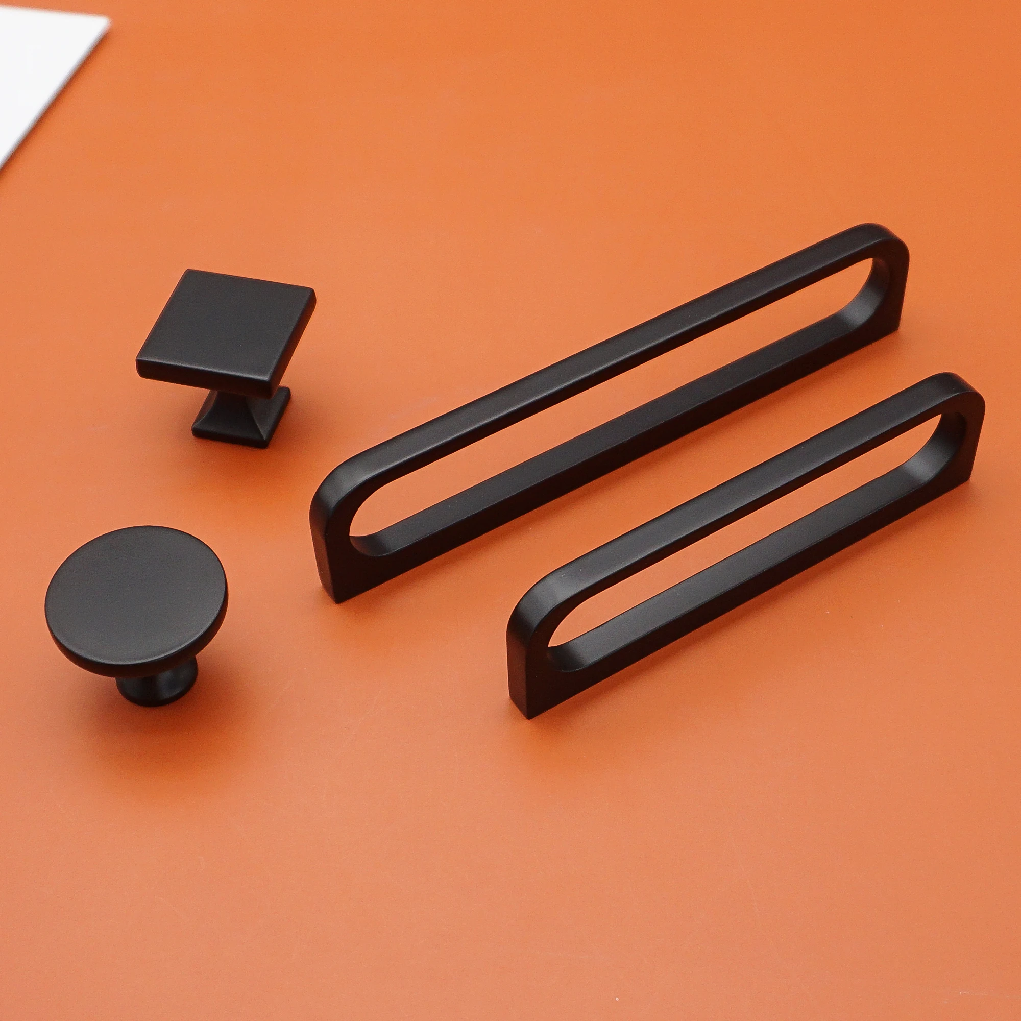 320mm Longer Alloy Furniture Handles Black Kitchen Cabinet Handle Hardware Round Square Single Hole Door Knobs Wardrobe Pulls
