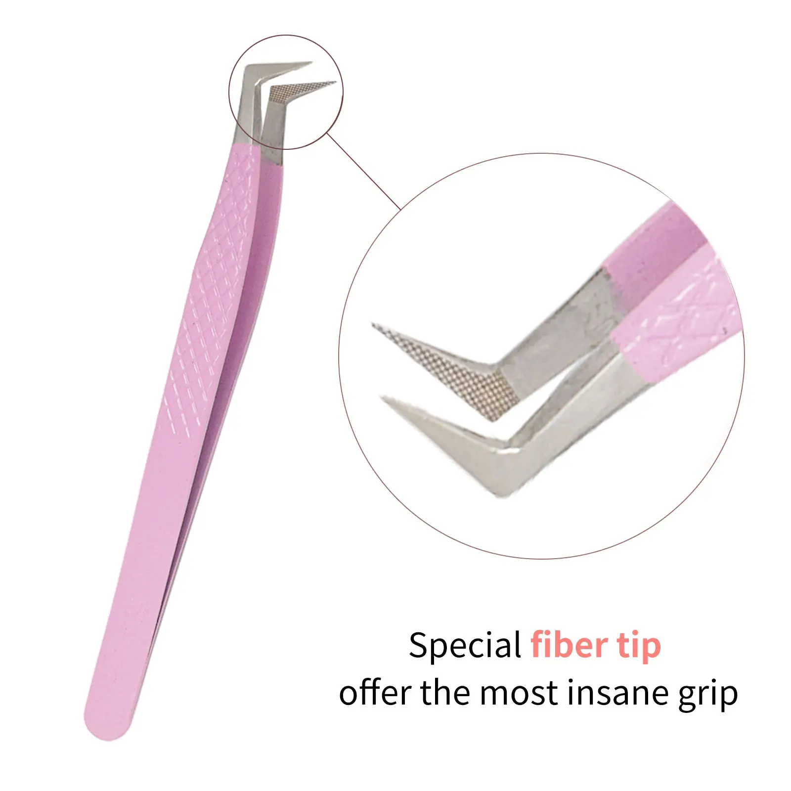 1 Pcs Eyelash Tweezers Extension Pink Stainless Steel Superhard Tweezers With Fiber Tips High Precision Anti-Static Tweezers