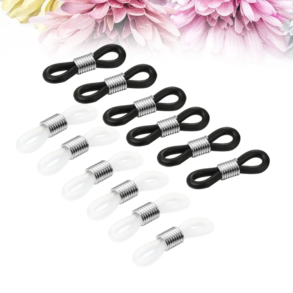 12pcs Glasses Chain Rubber Ring Non DIY Connector Strap Eyelets Rope Accessories(6 White,6 Black) Eyeglasses Chain