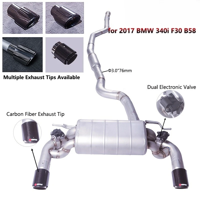 Custom BMW 340i F30 F32 B58 3.0T  Exhaust System Dual Valve Dual Exit 304 Stainless Steel