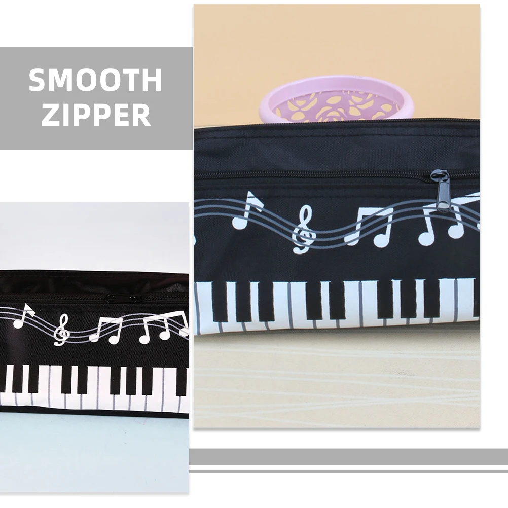 

3 Pcs Music Note Pencil Bag Storage Pouch Double Layer Metal Multi-function Office