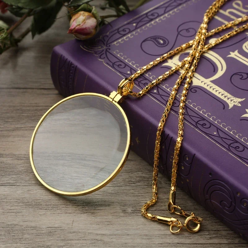 1PC Necklace Magnifying Glasses Handheld Portable Pendant Magnifier Loupe Jewelry Lens for Reading Coin Checking Gifts Parents