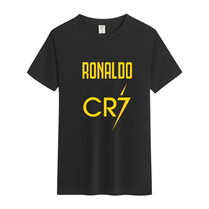 

Summer Men's Short Sleeved T-shirt CR 7 Printed High-Quality Cotton Solid Color Fashion Casual Round Neck Cool Women/Men Tops