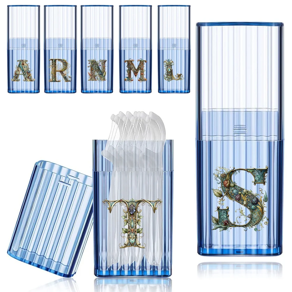 

Dental Floss Box Portable Toothpick Woundplast Organizer Case Carry It With You Dental Floss Storage Box Graphic Letter Pattern