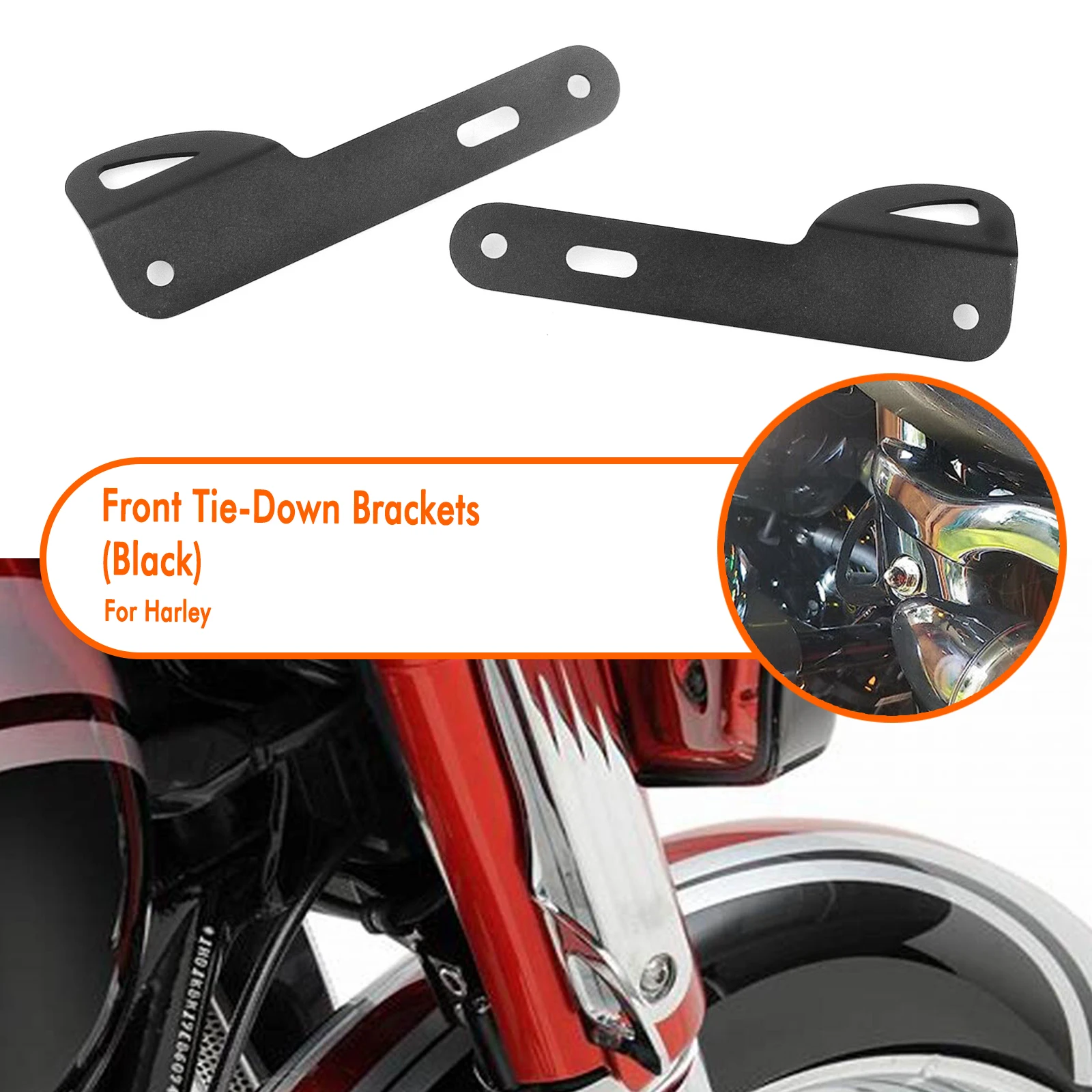 2PCS Motorcycle Front Fork Binding Tie-Down Bracket For Harley