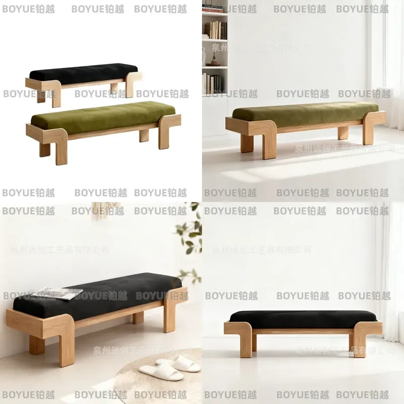 Modern Solid Wood Shoe Changing Stool Minimalist Entryway Bench Bedroom Sofa Seat Home Furniture Foyer Storage Ottoman