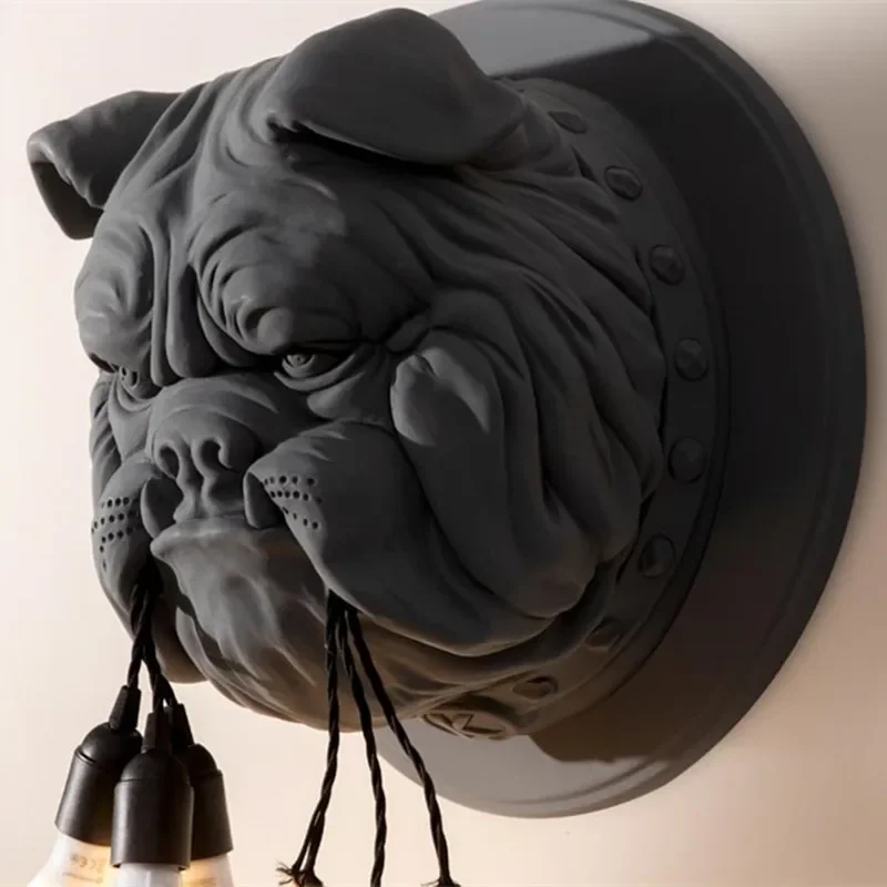 Imagem -05 - Lâmpada de Parede de Resina Personalizada para Decoração Home Rosto Animal Criativo Amsterdam Bulldog Corredor Light Home Decor