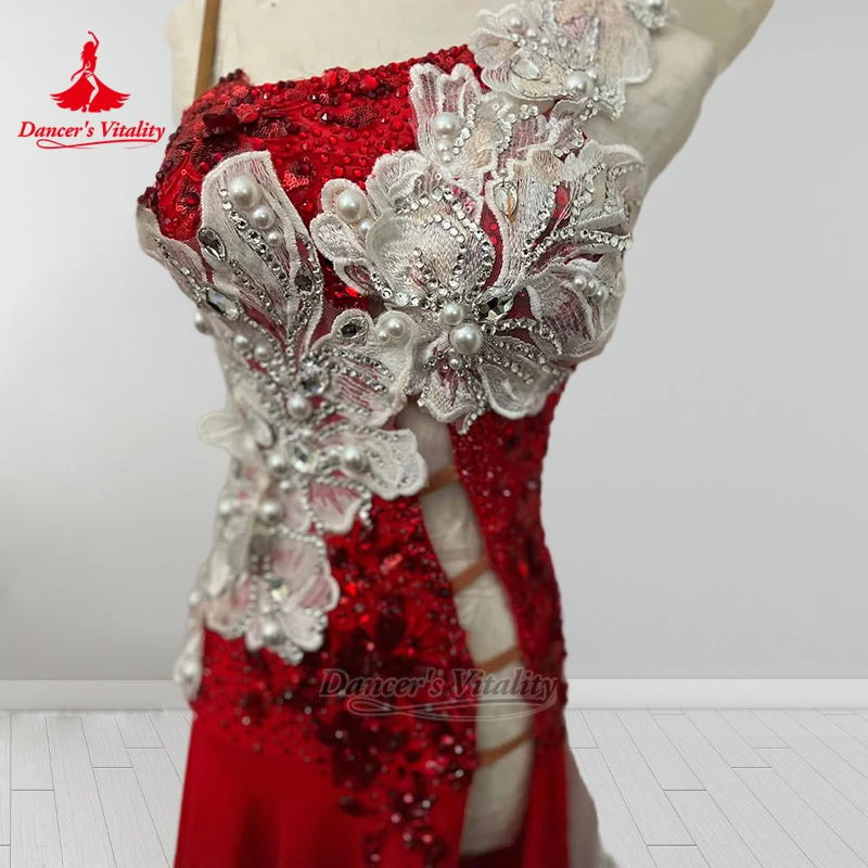Adulto estilo americano dança de salão luxo ab pedras sem mangas vestidos dançarino vitalidade valsa foxtrot realizar roupas personalizadas