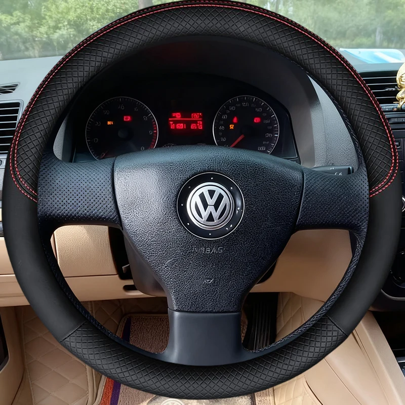 Car Steering Wheel Cover Braid Leather For Volkswagen VW Golf 5 V Golf Plus Polo Jetta Tiguan Touran Steering-Wheel Cover Wrap