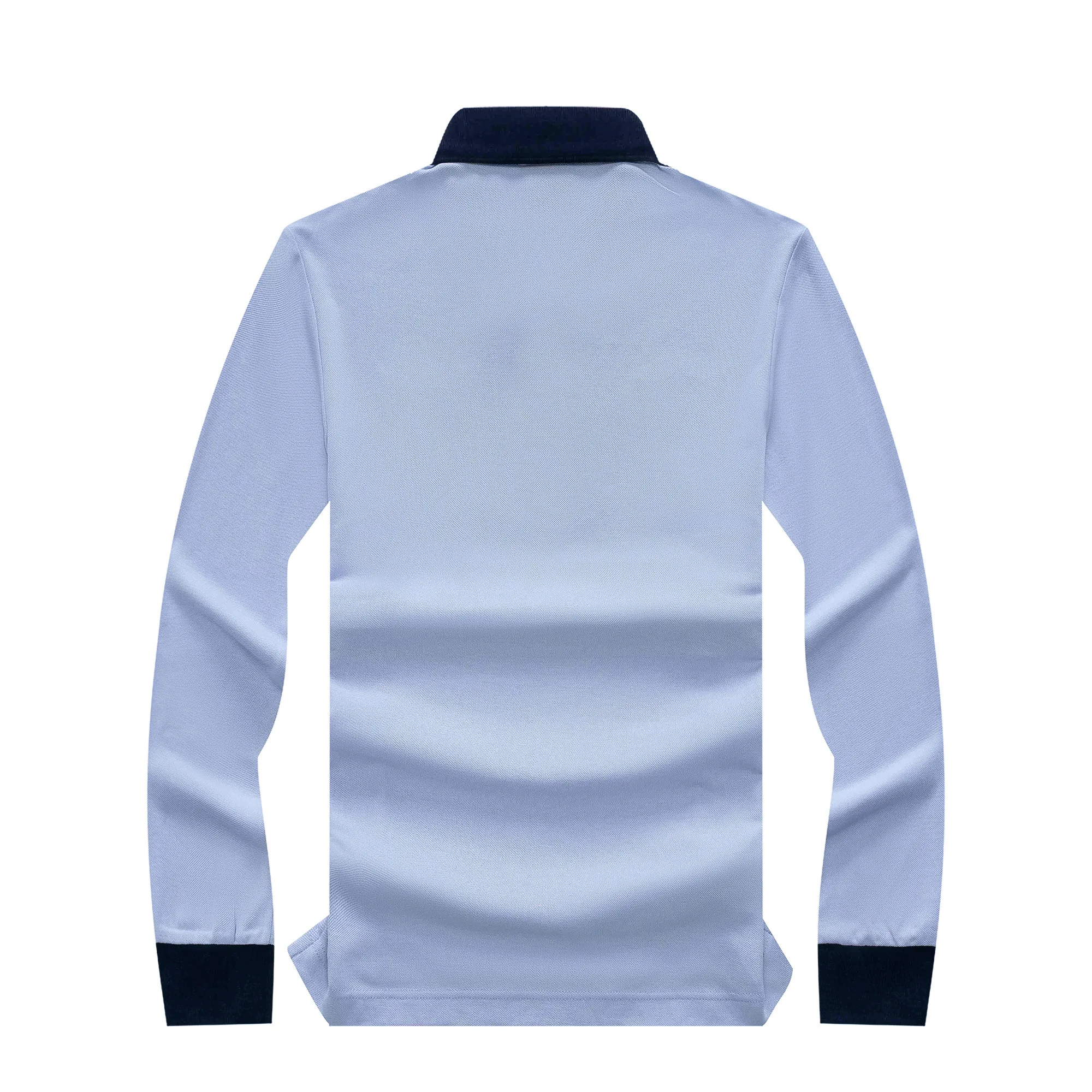New Men's Long Polo Shirts Full-Sleeved Collar Tee Shirt Dream Embroidery Casual Sports Tshirt US