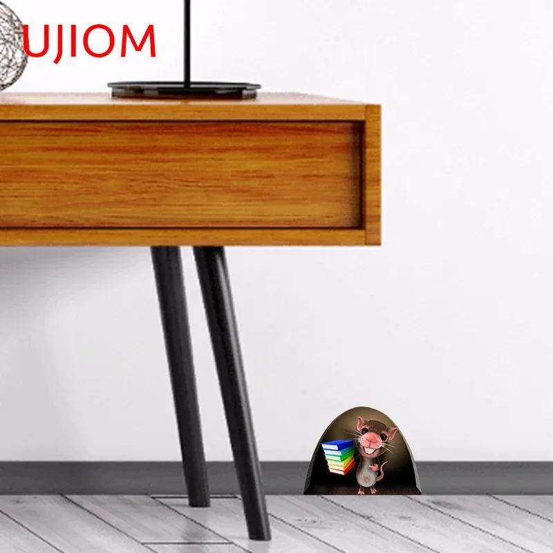 UJIOM Landscape Mouse Hole Library Furniture Stickers Kids Room Decor Waterproof Wall Sticker Bathroom Kitchen Decor Decal