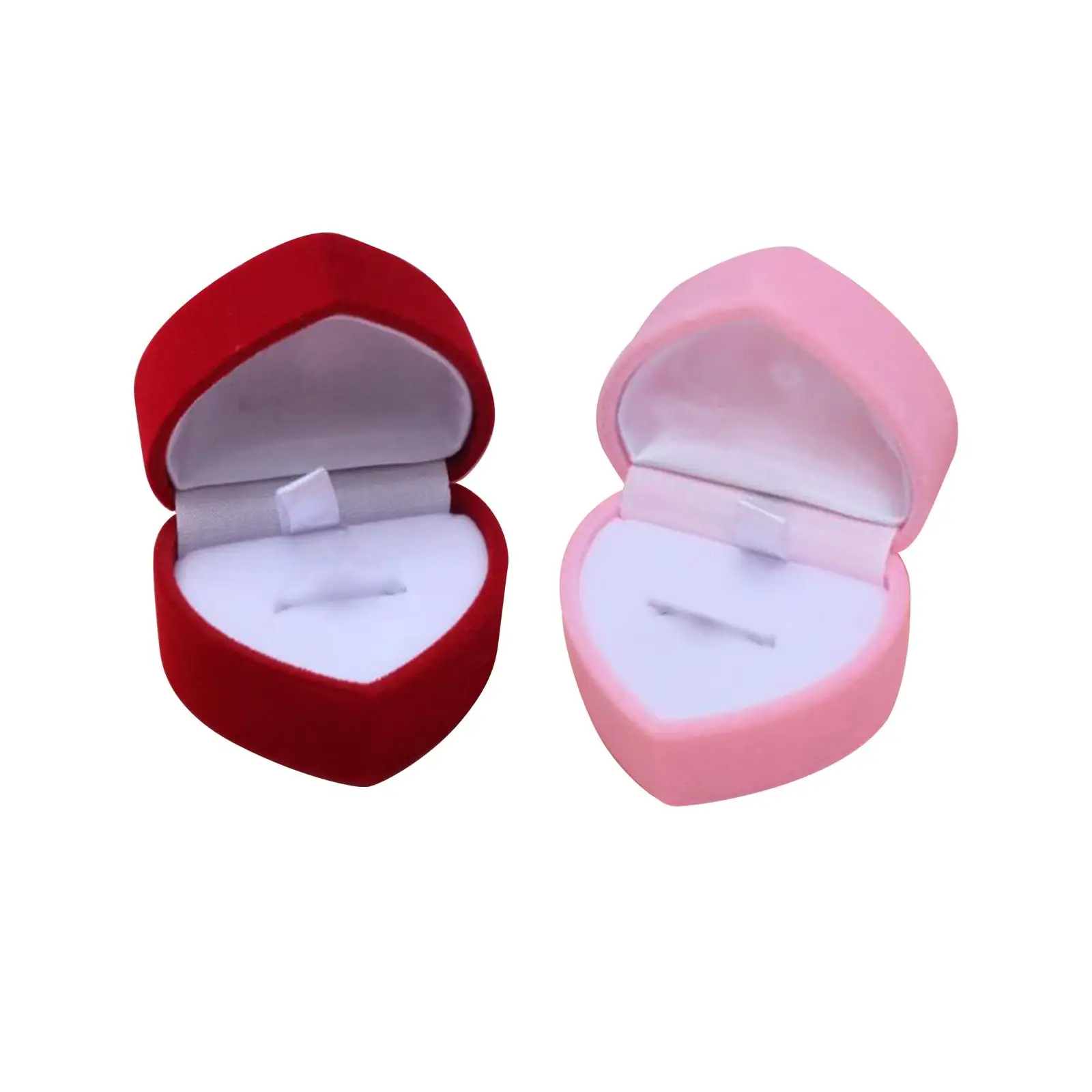 Heart Shaped Ring Box Velvet Ring Holder Jewelry Display Case Attractive for Wedding Valentines Gift Box