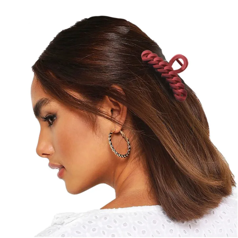 New Fashion Simple Acrylic Large Geometri Cfrosted Chain Barrettes Hairpins for Women Girl Clamp Hair Accessorie Headwear