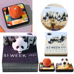 3D Block Paper Art Calendar 2025 Panda 3D Notepad Note Blocks 3D Memo Pad Kawaii Sticky Notes Christmas Birthday Gift