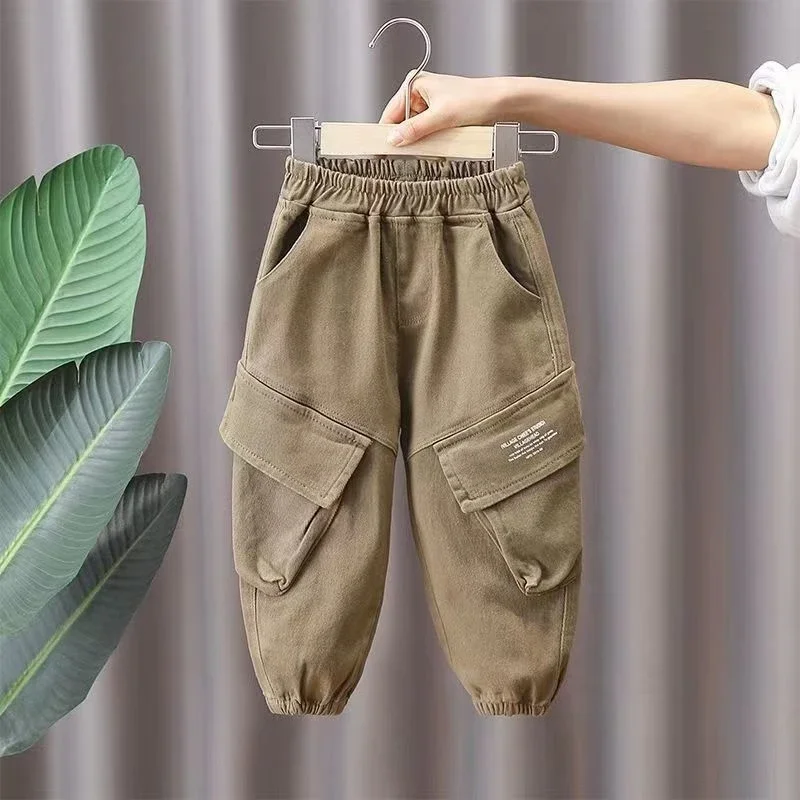 Autumn Kids Solid Cargo Pants Loose Boys Casual Sweatpants 1-7Y Young Children Clothing Spring Jogger Baby Girls Sports Trousers