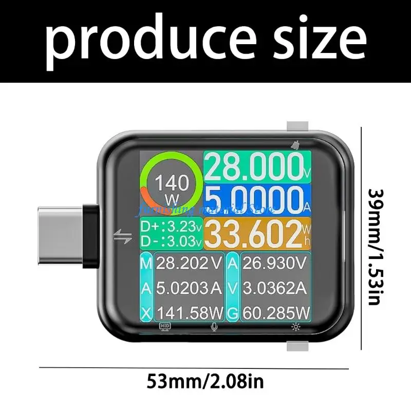 Y5GD Multifunction Digital USB C Tester Glass Screen And Built In Sensors