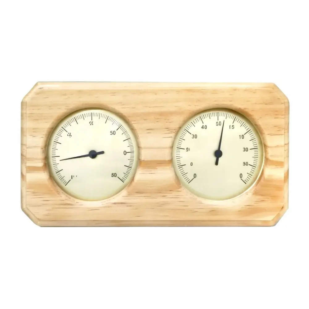 Reliable Sauna Hygrometer Wooden Wall Mount Dual Display Gauge Temperature Humidity Sensor Steam Room