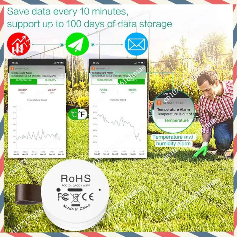 -A21Z 2 Pcs Hygrometer Bluetooth Remote Control Thermometer Accurate Indoor Temperature Humidity Sensor