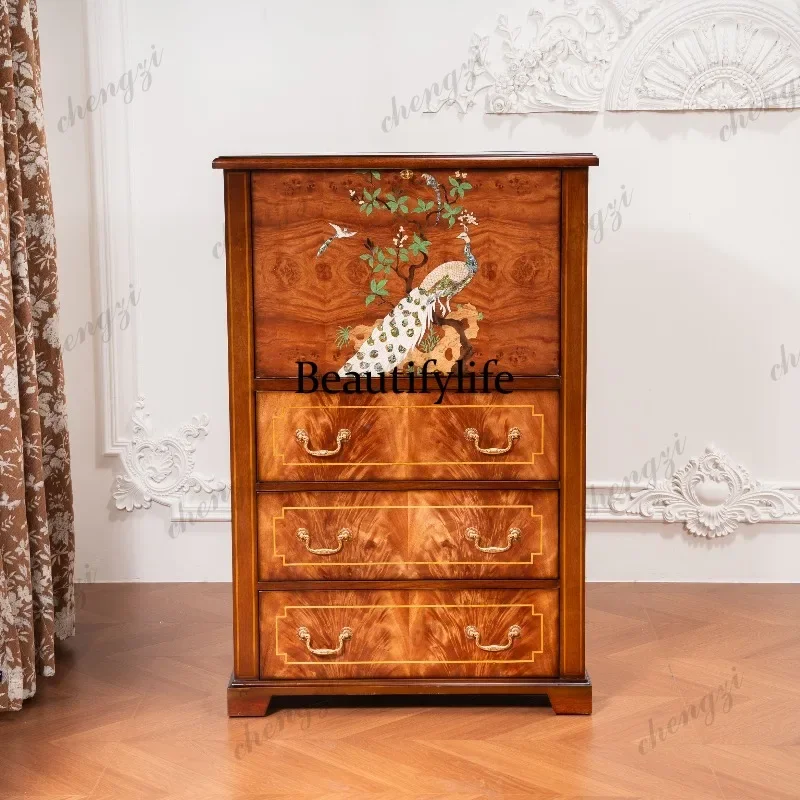 MM02 American solid wood jewelry storage cabinet, locker, hand-carved with lock, light luxury chest
