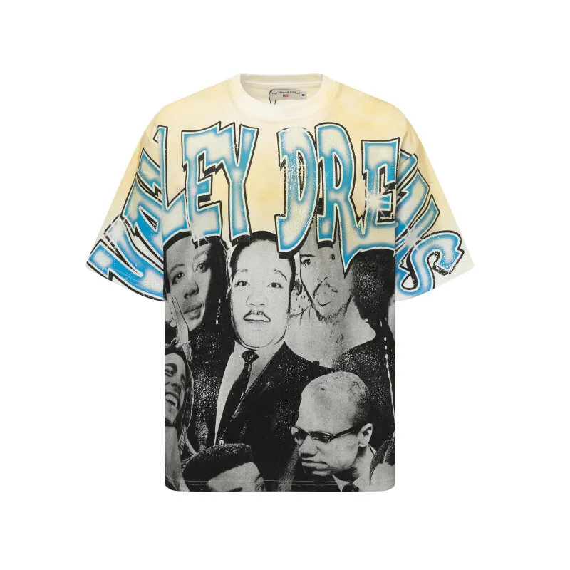 2025 الصيف الشارع الشهير تي شيرت خمر غسلها فالي الأحلام الجرافيك قميص مطبوع الرجال النساء عالية الجودة القطن قصير الأكمام بلايز #5