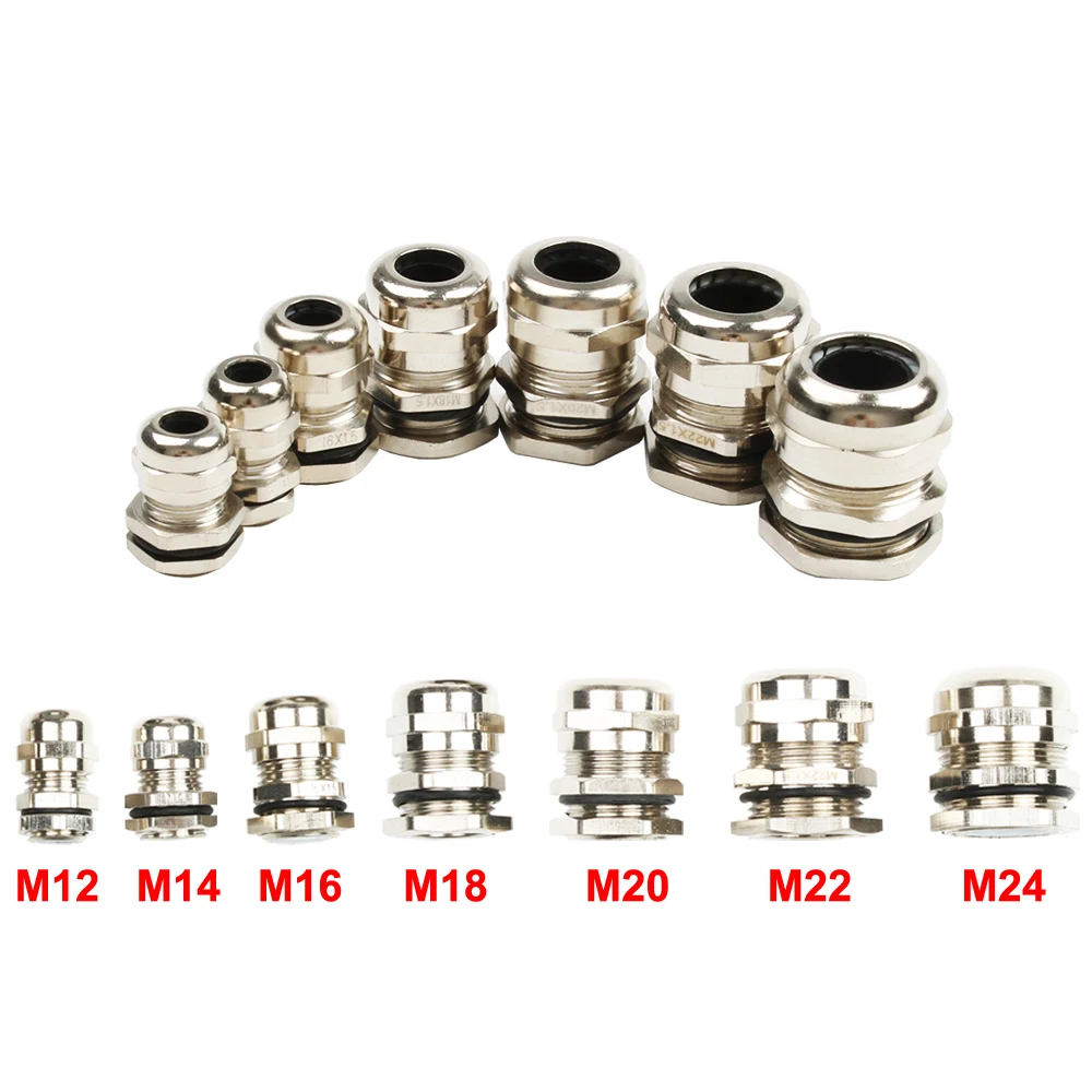 Brass Metal cable glands IP68 PG7 PG9 PG11 PG13.5 PG21 PG25 PG29 Waterproof Connector Cable Gland Straight through