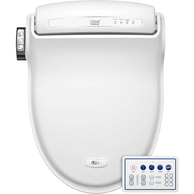 

Electric Bidet Toilet Seat, Warm Water with Air Dryer, Heated Seat with Slow Close Lid, Remote Control, Elongated White