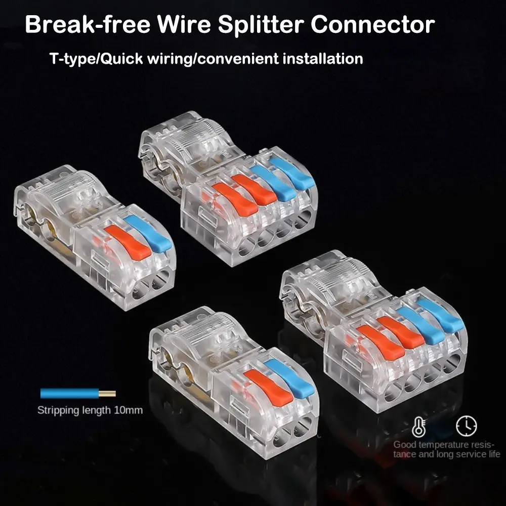 Mini Fast T type Wire Connector Electric Quick Splice Terminals Crimp Non Destructive Without Breaking Cable Insulated Line