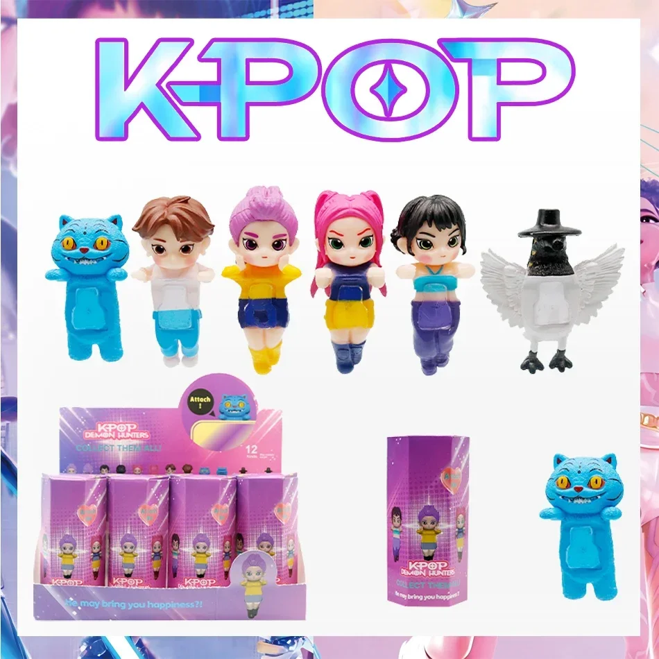 12P/Set New Kpop demon hunters Series Blind Box Derpys Tiger Rumi Mira Zoey Sussy Figurine Doll Mini Decor Model Toys Girl Gifts