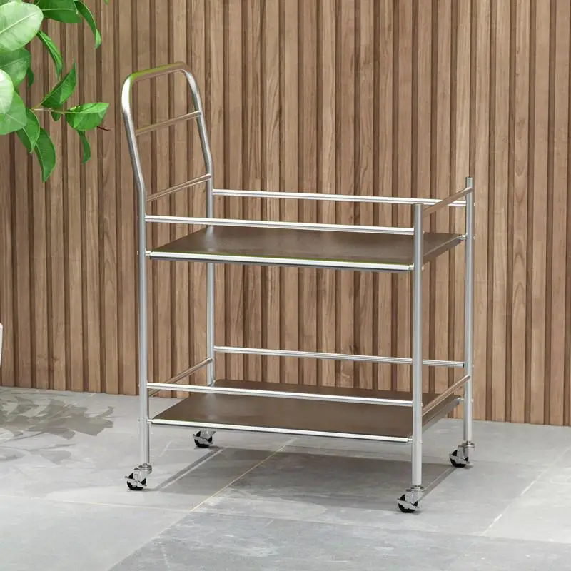 

Commercial Stainl Steel Mobile Kitchen Cart Restaurant Hotel Food Serving Cart Storage Ra Easy to Clean Utili Cart