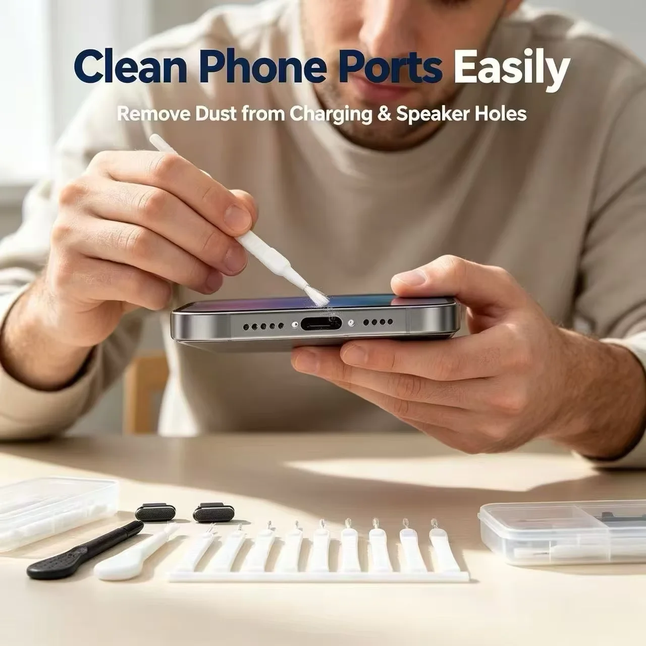 Metal 2 In 1 Type-C Dust Plug With Cleaning Brush USB C Charging Port Anti Dust Protector Stopper For All Type-C Smartphones