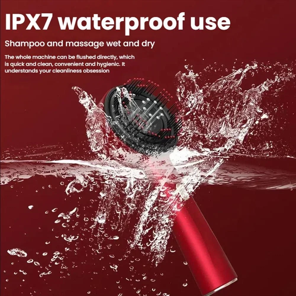 مشط تدليك الاهتزاز الكهربائي بالضوء الأحمر لزيت فروة الرأس مدلك الرأس لنمو الشعر ومضاد للتساقط