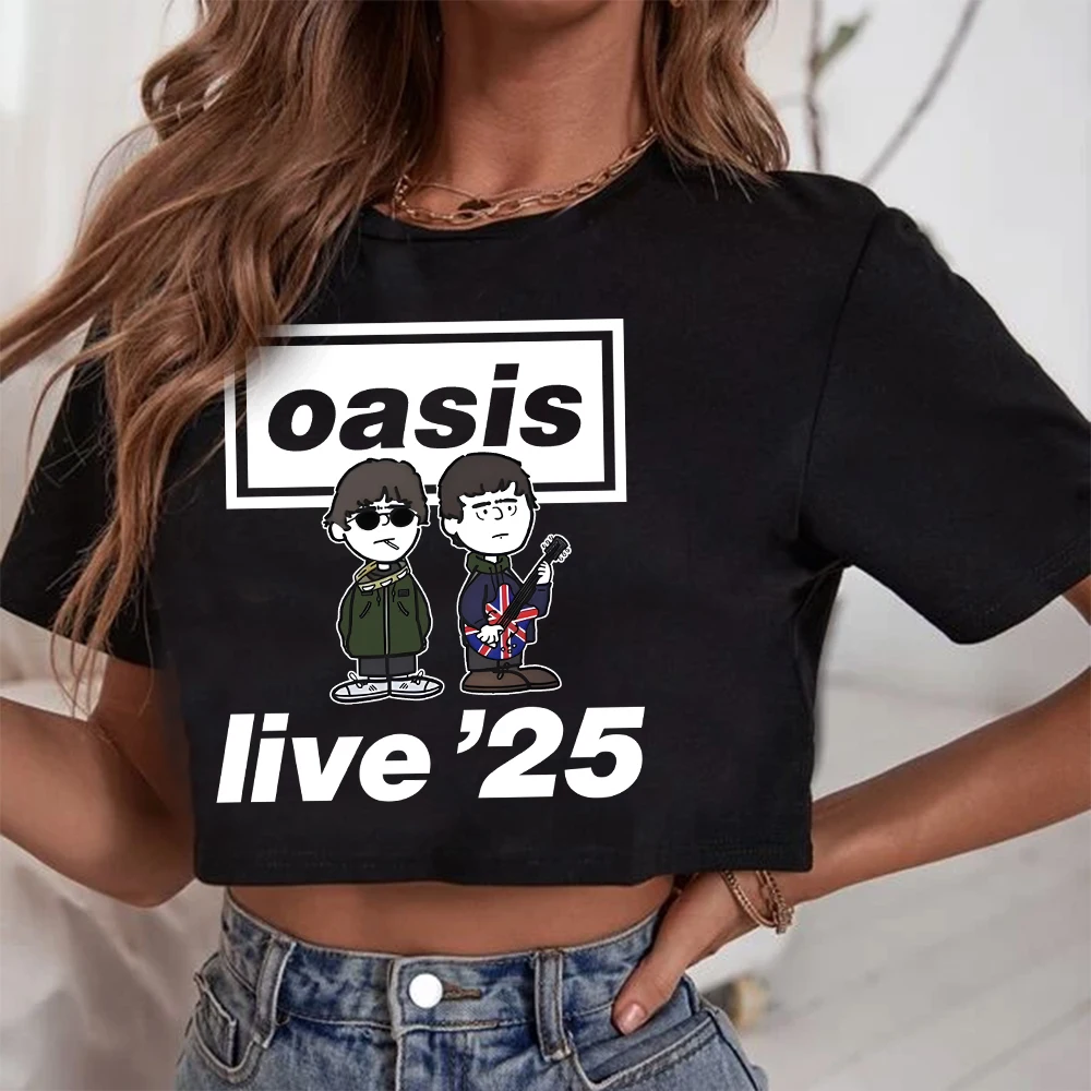 Oasis Live 25 Tour 2025 Crop Tops Women Girls Oasis Concert Music O-neck Casual Shirt Gift