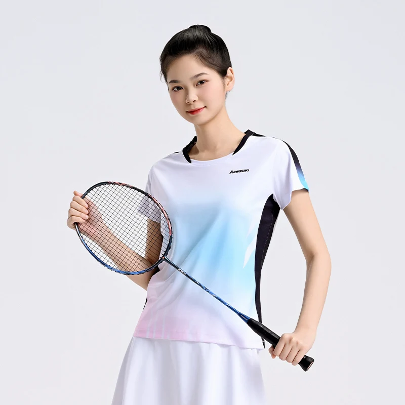 Kawasaki 2026 Brand New Women Tennis Badminton Uniforms Competition Clothing Quick Drying Sports Short-sleeved T-shirt Shorts