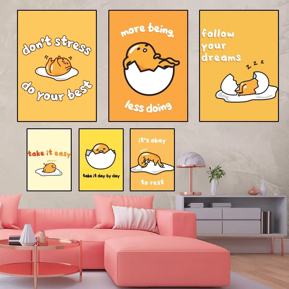 MINISO Gudetama Kawaii Poster Home Room Decor Livingroom Bedroom Aesthetic Art Wall Painting Stickers