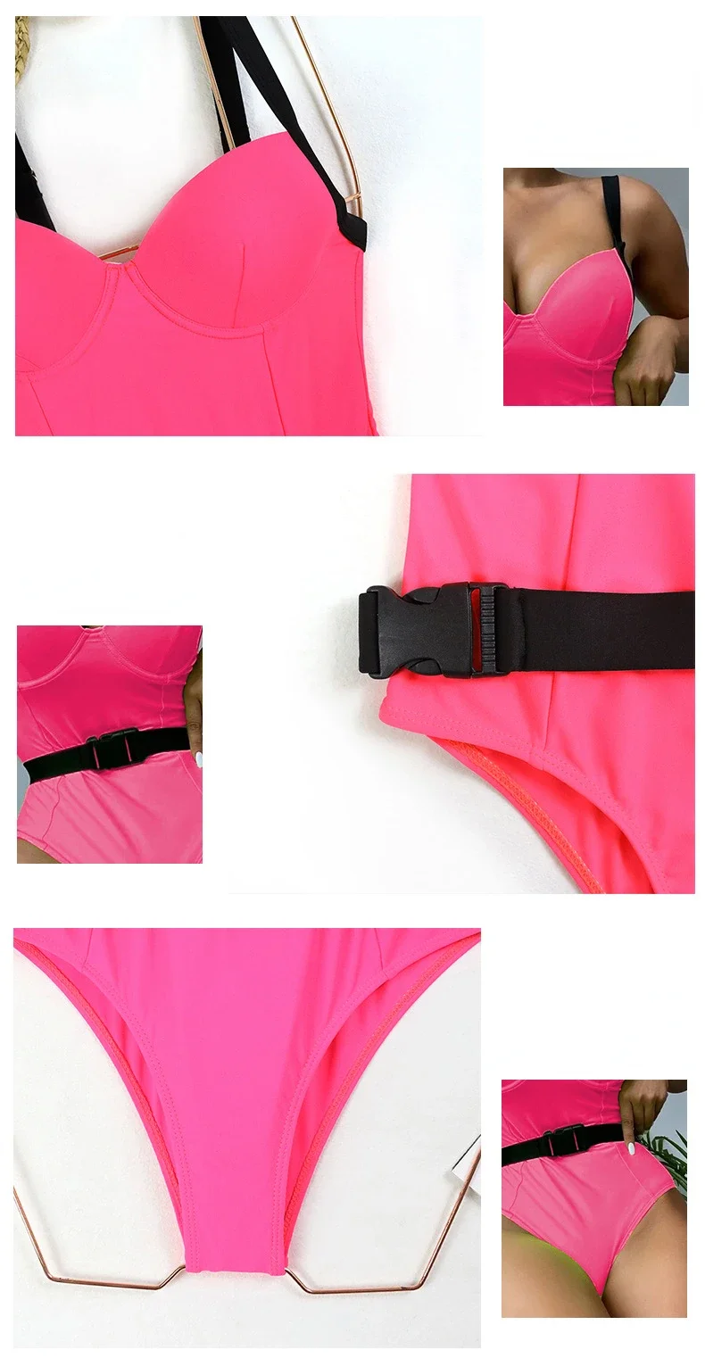 2024 Nieuwe Eendelige Badpak Badmode Vrouwen Sexy Push-Up Stevige Badpak Strandkleding Met Afneembare Riem Costumi Da Bagno Donna